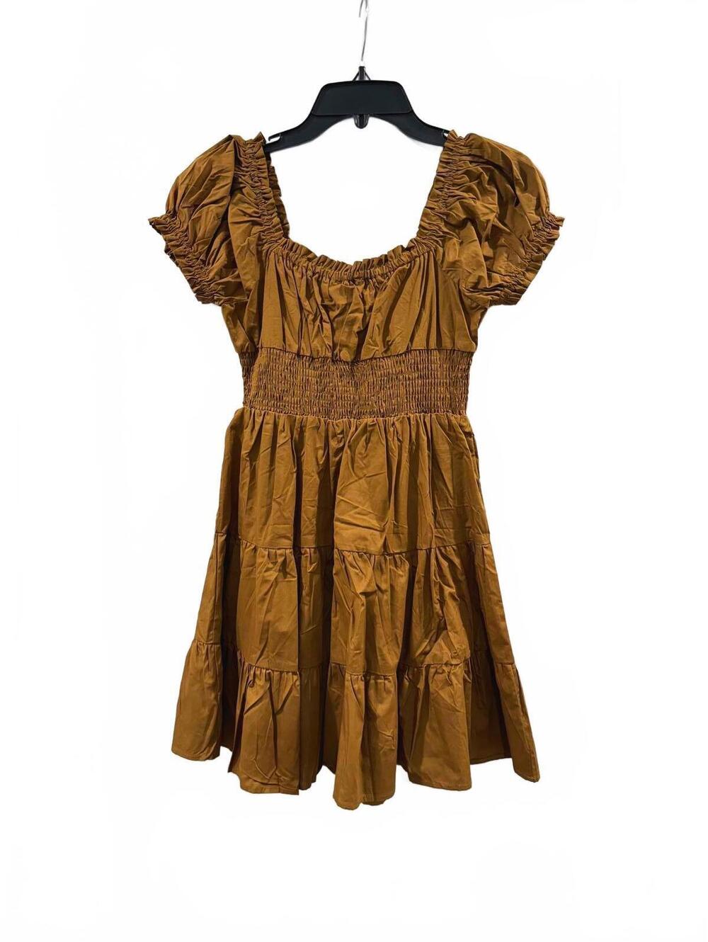 NWT Princess Polly Daniela Chocolate Brown Tiered Ruffle Smocked Mini Dress 6 - Picture 5 of 9